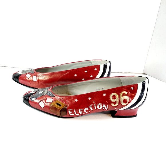 Rare Democratic Donkey MARGARET JERROLD 1996 Election Shoes Heels Pumps Sz 6.5 - Picture 10 of 14